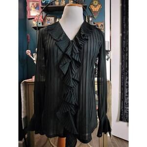 Express sheer black button long sleave